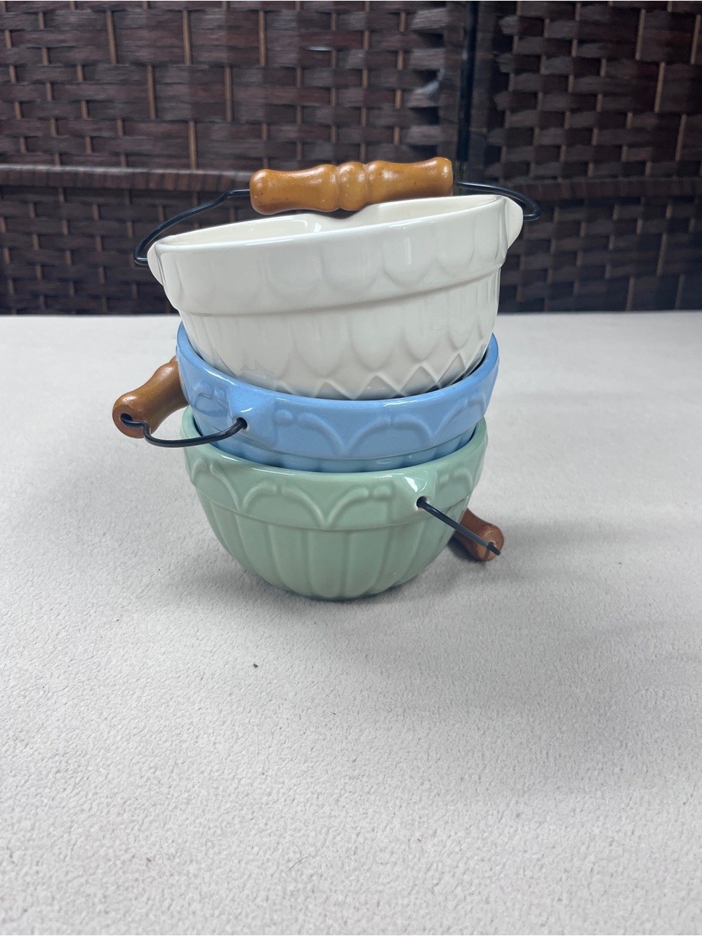 Ceramic Stackable Serving Bowls with Handles